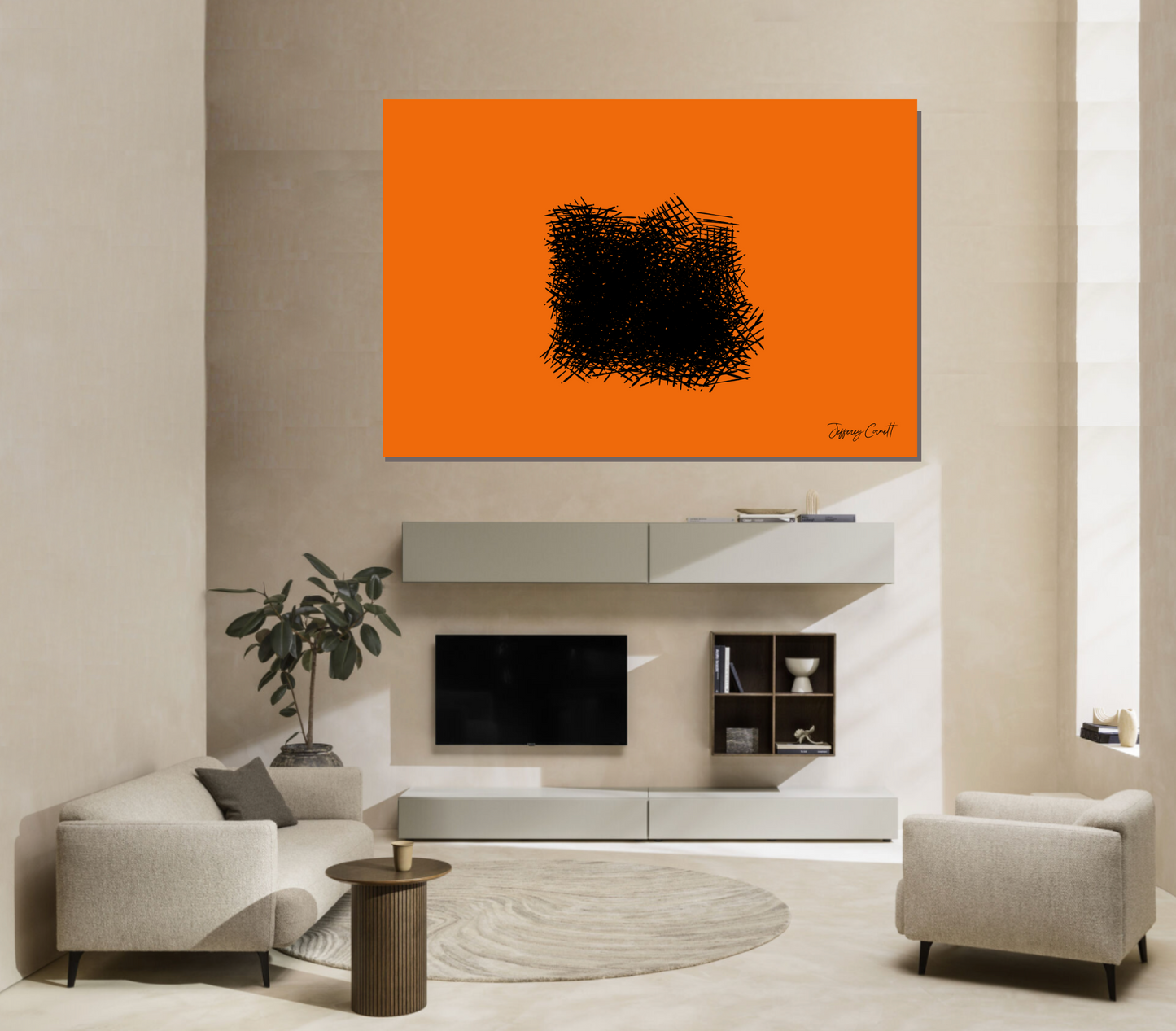 The Black & Orange Collection: "Entropy In Orange" Large Format Art