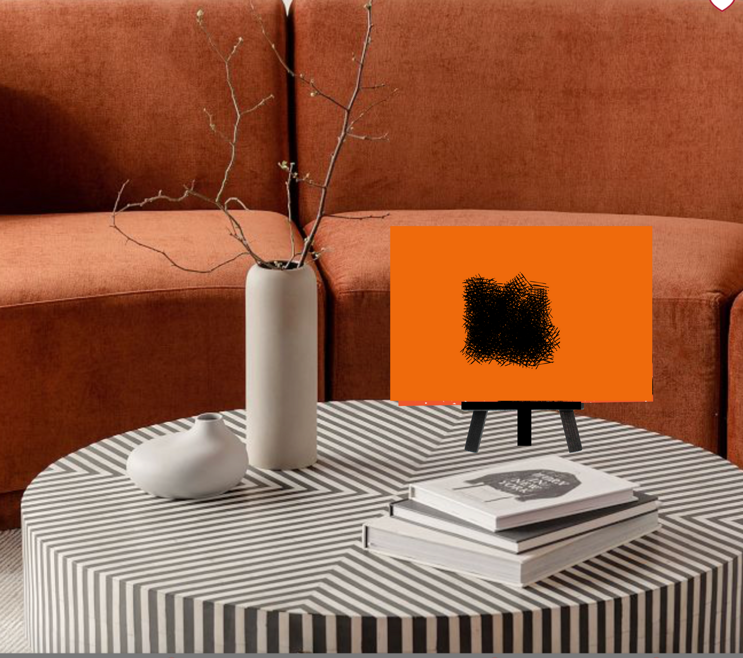 The Orange & Black Collection "Entropy In Orange" Bookshelf Size Art