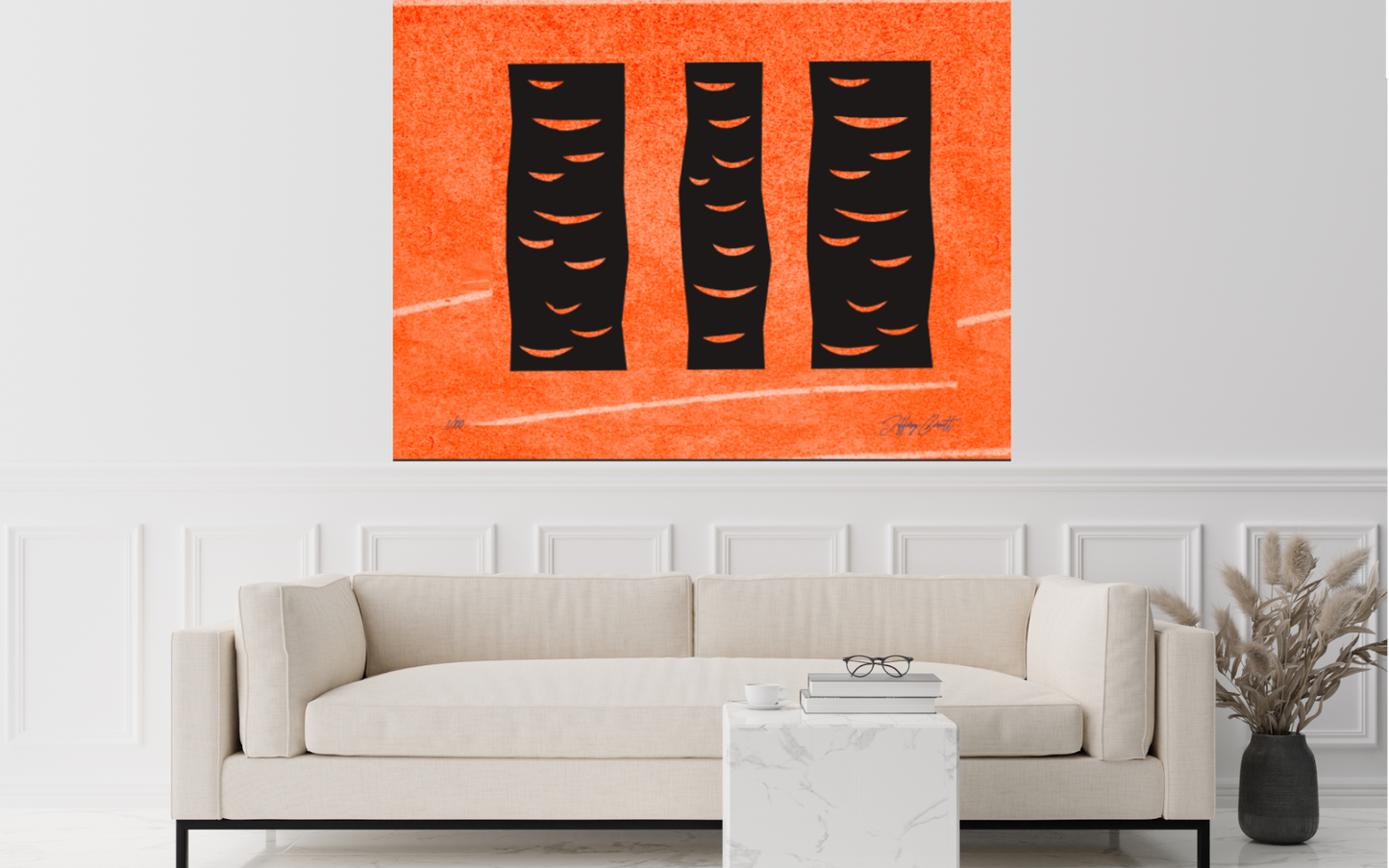 The Orange & Black Collection "Lunar Phases in Monoliths" Large Format Art