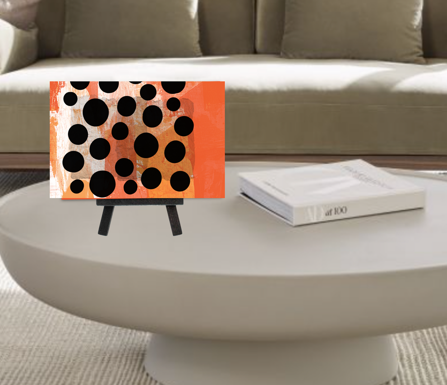 The Orange & Black Collection "Patina Over Orange" Bookshelf Sized Art